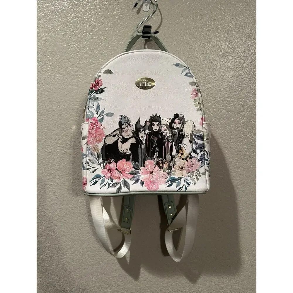 Loungefly Disney Villain White Floral Mini Backpack Ursula Maleficent Evil Queen